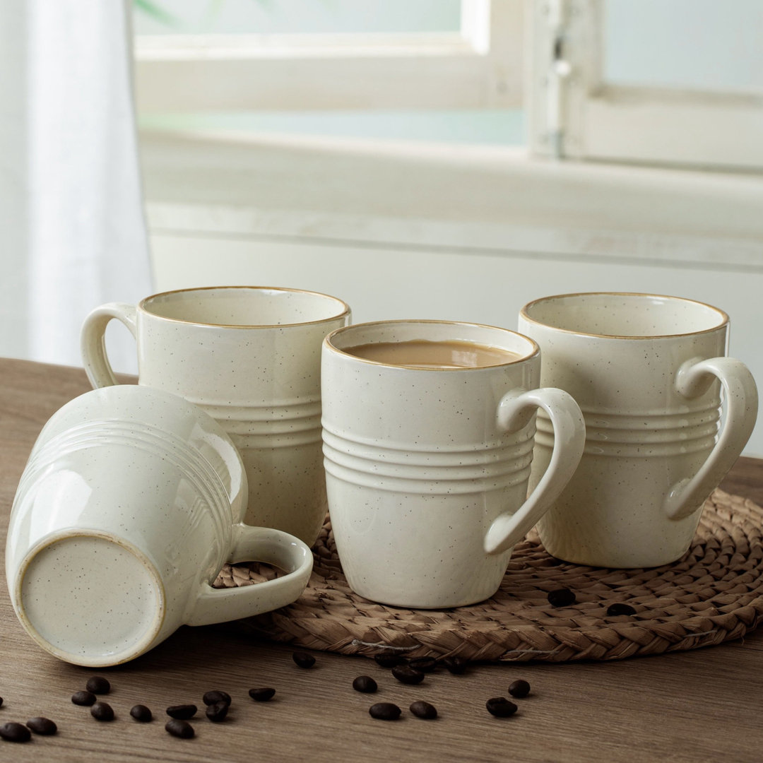 Birch Lane Kestwick 14oz Stoneware Coffee Mug Set (Set of 4)